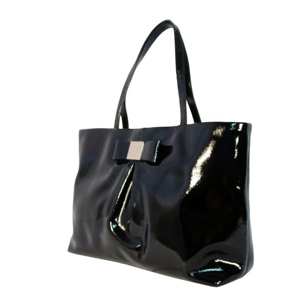 KATE SPADE Veranda Place Evie $268 Patent Leather Bow Tote Bag - Picture 1 of 12